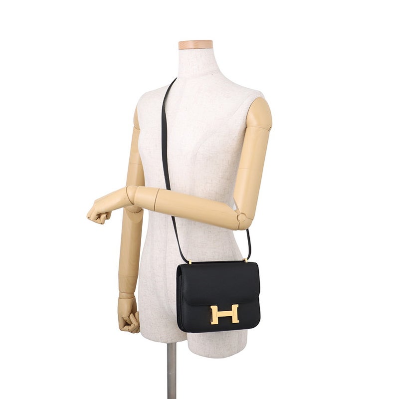 エルメス ショルダーバッグ ミニ コンスタンス3 ミロワール ブラック/ゴールド金具 エプソン G刻印 HERMES 黒