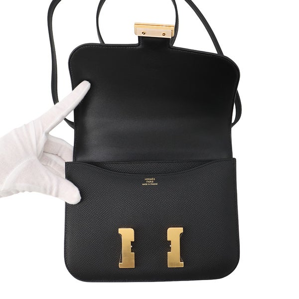 エルメス ショルダーバッグ ミニ コンスタンス3 ミロワール ブラック/ゴールド金具 エプソン G刻印 HERMES 黒