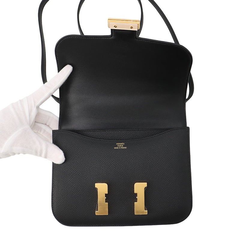 エルメス ショルダーバッグ ミニ コンスタンス3 ミロワール ブラック/ゴールド金具 エプソン G刻印 HERMES 黒