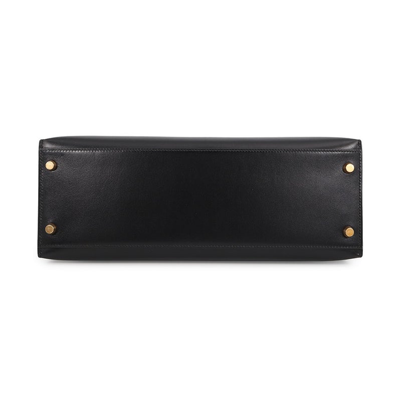 エルメス ハンドバッグ ケリー32 外縫い ブラック/ゴールド金具 ボックスカーフ □F刻印 ２wayショルダー 黒
