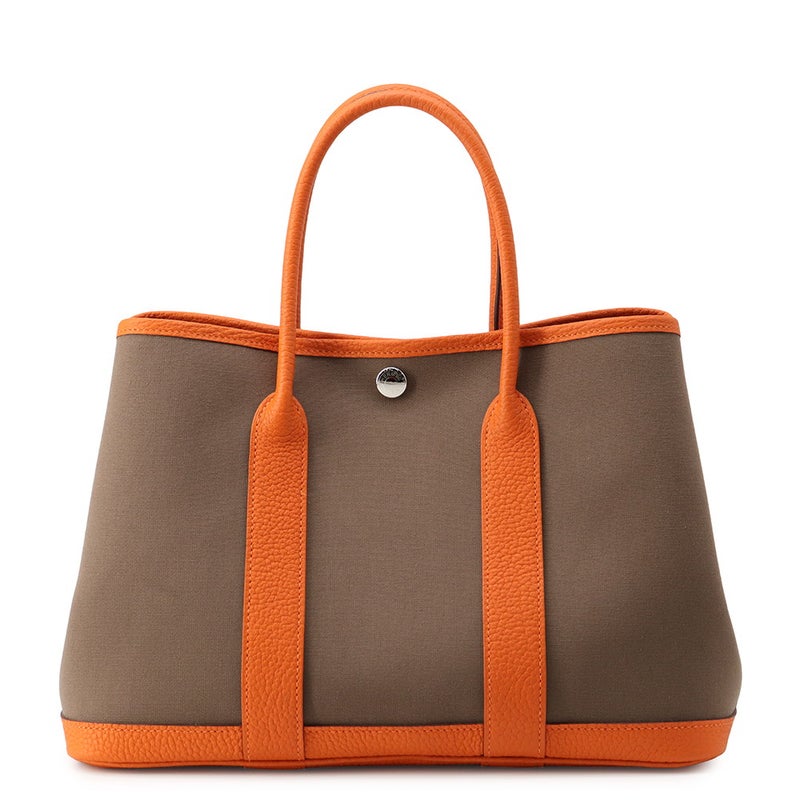 エルメス トートバッグ ガーデンパーティTPM エトゥープ/オレンジ/シルバー金具 トワルオフィシエ/ネゴンダ W刻印 Garden Party