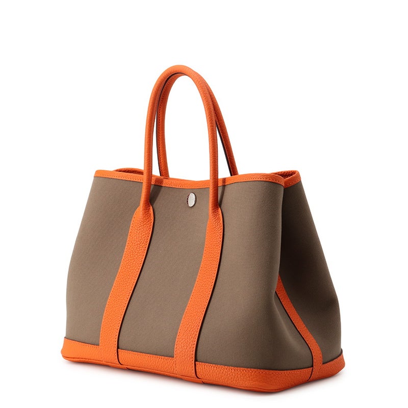 エルメス トートバッグ ガーデンパーティTPM エトゥープ/オレンジ/シルバー金具 トワルオフィシエ/ネゴンダ W刻印 Garden Party