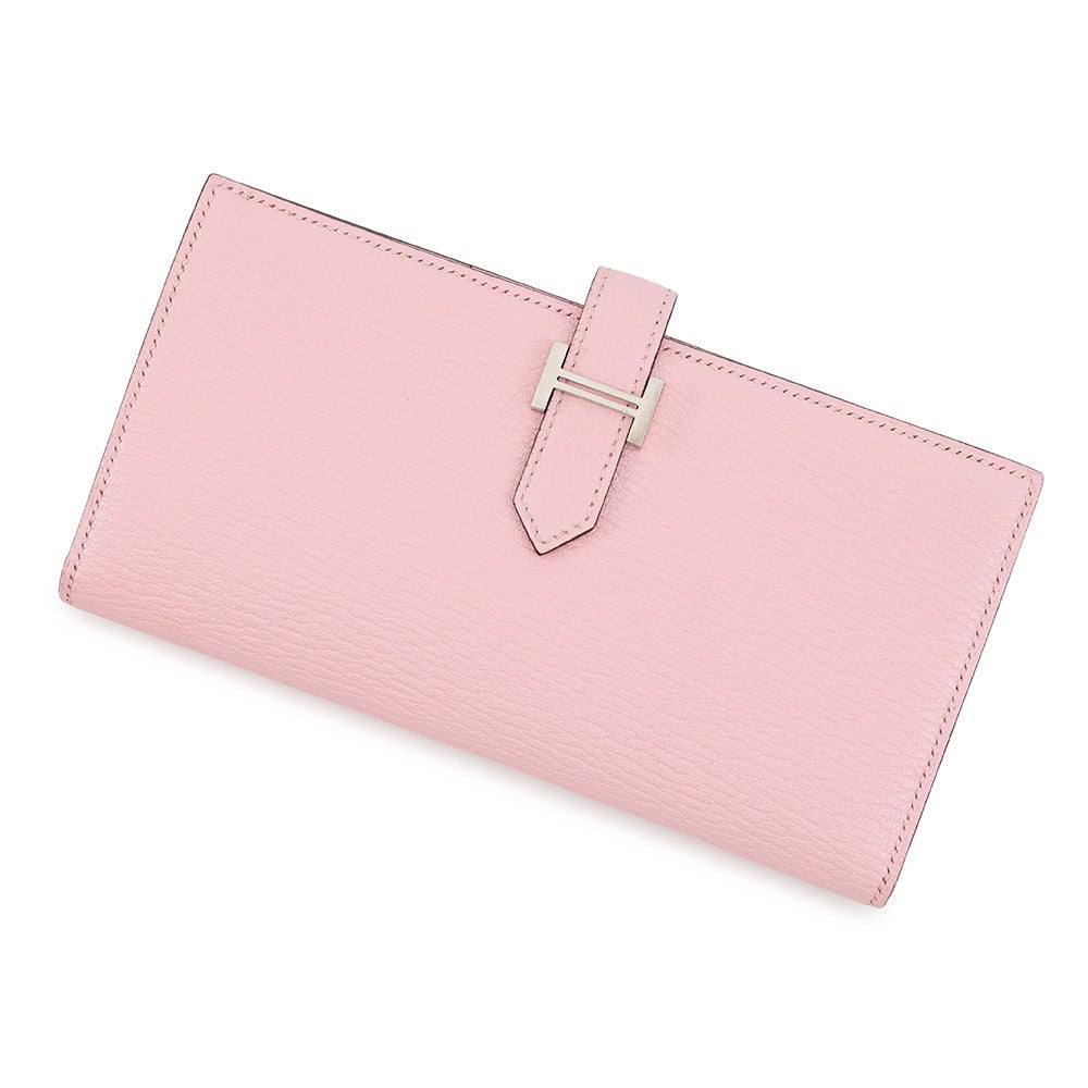 エルメス 長財布 ベアンスフレ マチ有り ローズサクラ/ゴールド金具
