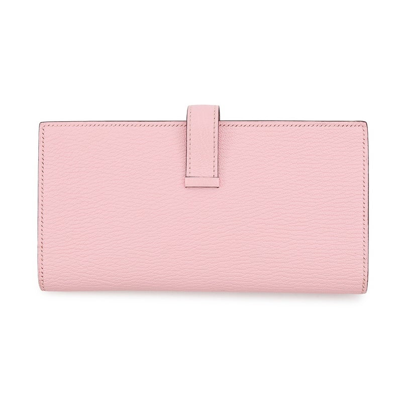 エルメス 長財布 ベアンスフレ マチ有り ローズサクラ/ゴールド金具 シェブルミゾル D刻印 財布