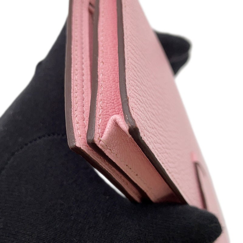 エルメス 長財布 ベアンスフレ マチ有り ローズサクラ/ゴールド金具 シェブルミゾル D刻印 財布