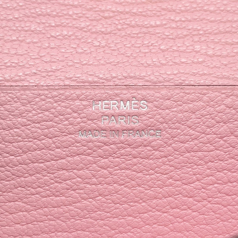 エルメス 長財布 ベアンスフレ マチ有り ローズサクラ/ゴールド金具 シェブルミゾル D刻印 財布