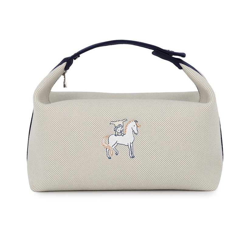 エルメス ハンドバッグ ブリッド・ア・ブラックGM カブリオル グリスペール/シルバー金具 キャンバス HERMES ポーチ
