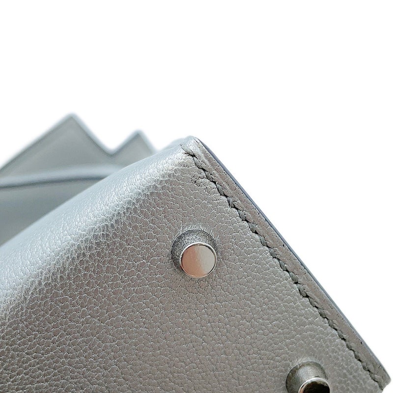 エルメス ハンドバッグ ミニケリー 外縫い アルジャン/シルバー金具 シェブルシャムキラ G刻印 HERMES Kelly 2wayバッグ
