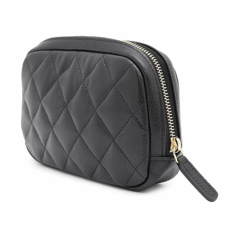 シャネル ポーチ ココマーク マトラッセ コスメポーチ キャビアスキン A80909 CHANEL 小物入れ 化粧ポーチ 黒