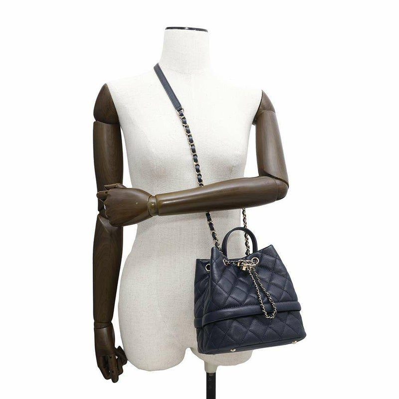 シャネル チェーンショルダーバッグ ココマーク マトラッセ 巾着 キャビアスキン AS0894 CHANEL 2way