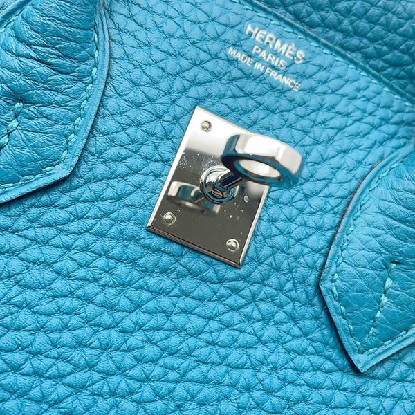 エルメス バーキン25 ターコイズ/シルバー金具 トゴ □R刻印 HERMES Birkin ハンドバッグ