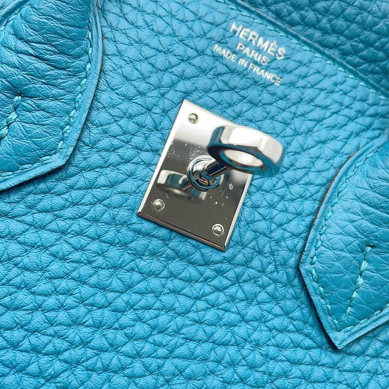 エルメス バーキン25 ターコイズ/シルバー金具 トゴ □R刻印 HERMES Birkin ハンドバッグ