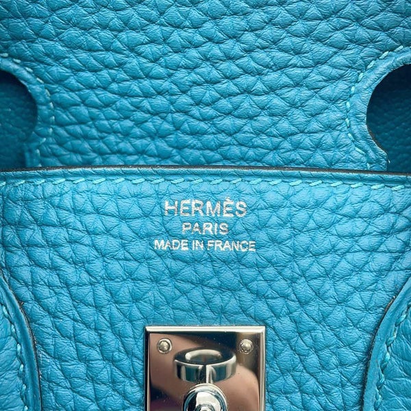 エルメス バーキン25 ターコイズ/シルバー金具 トゴ □R刻印 HERMES Birkin ハンドバッグ