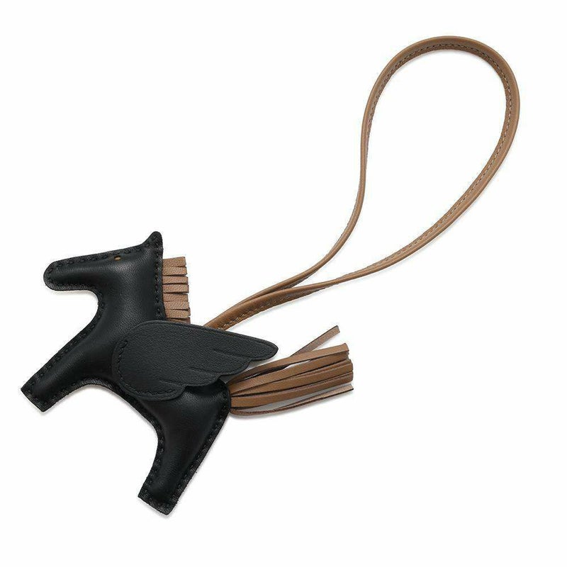 エルメス バッグチャーム ロデオPM ペガサス ブラック/エトゥープ ラムスキン W刻印