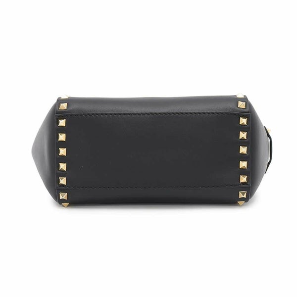 ヴァレンティノ・ガラヴァーニ ハンドバッグ ロックスタッズ レザー VALENTINO 2wayショルダーバッグ 黒