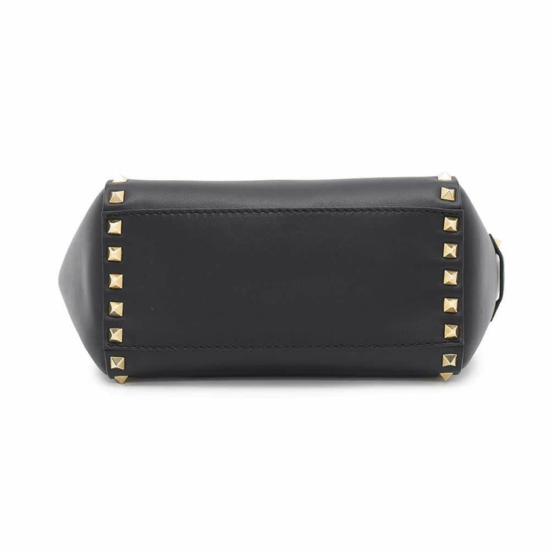 ヴァレンティノ・ガラヴァーニ ハンドバッグ ロックスタッズ レザー VALENTINO 2wayショルダーバッグ 黒