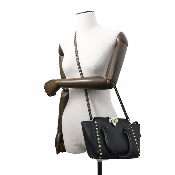ヴァレンティノ・ガラヴァーニ ハンドバッグ ロックスタッズ レザー VALENTINO 2wayショルダーバッグ 黒