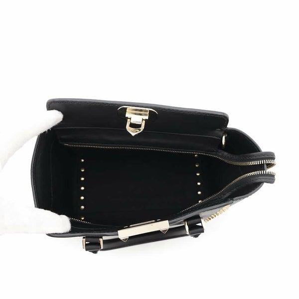 ヴァレンティノ・ガラヴァーニ ハンドバッグ ロックスタッズ レザー VALENTINO 2wayショルダーバッグ 黒