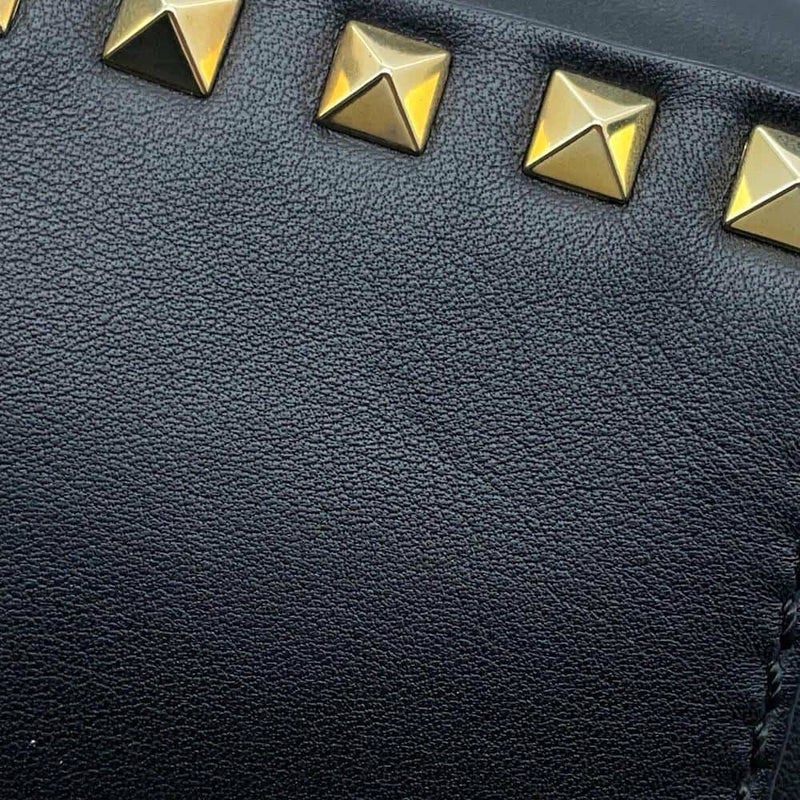 ヴァレンティノ・ガラヴァーニ ハンドバッグ ロックスタッズ レザー VALENTINO 2wayショルダーバッグ 黒