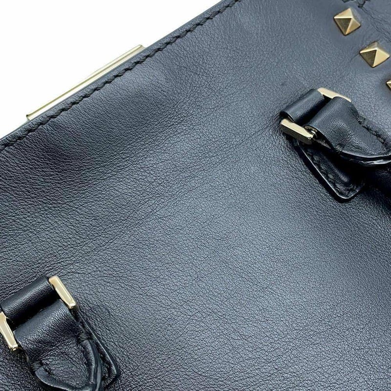 ヴァレンティノ・ガラヴァーニ ハンドバッグ ロックスタッズ レザー VALENTINO 2wayショルダーバッグ 黒