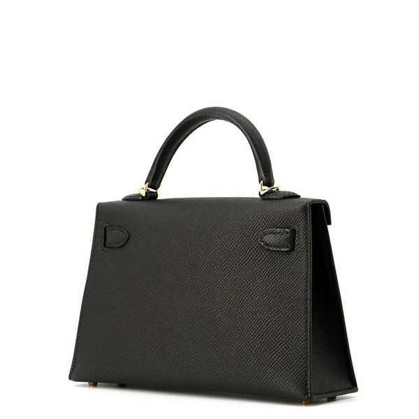 エルメス ハンドバッグ ミニケリー2 外縫い ブラック/ゴールド金具 エプソン W刻印 2wayショルダー 黒