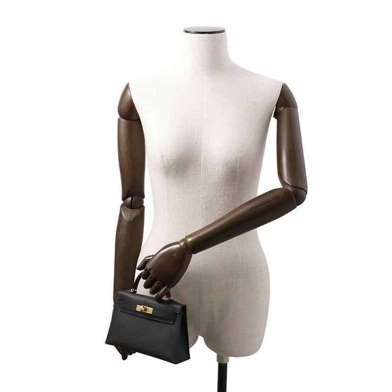 エルメス ハンドバッグ ミニケリー2 外縫い ブラック/ゴールド金具 エプソン W刻印 2wayショルダー 黒