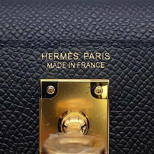 エルメス ハンドバッグ ミニケリー2 外縫い ブラック/ゴールド金具 エプソン W刻印 2wayショルダー 黒