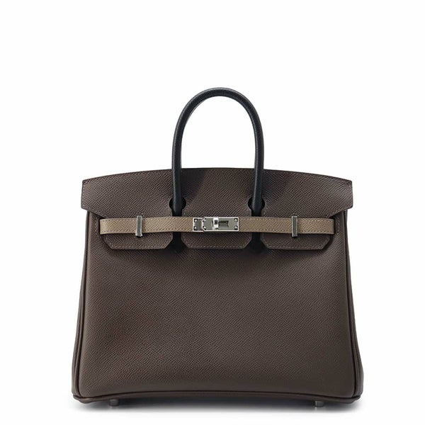 エルメス バーキン25 トリコロール エコルセ/エトゥープ/ブラック/シルバー金具 エプソン W刻印 HERMES Birkin