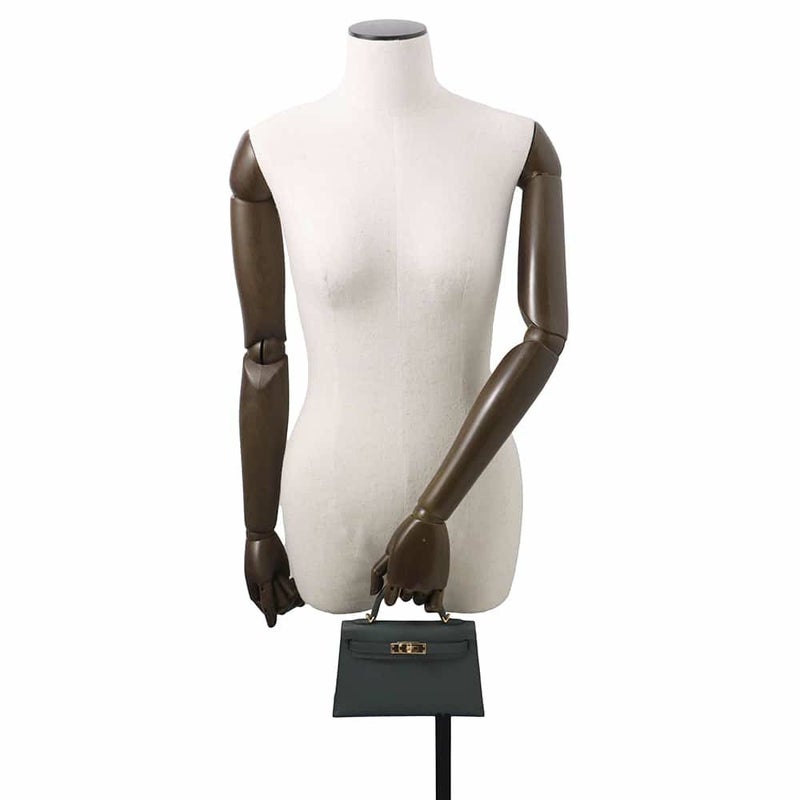 エルメス ハンドバッグ ミニケリー2 外縫い ヴェールマングローブ/ゴールド金具 エプソン W刻印 2wayショルダー