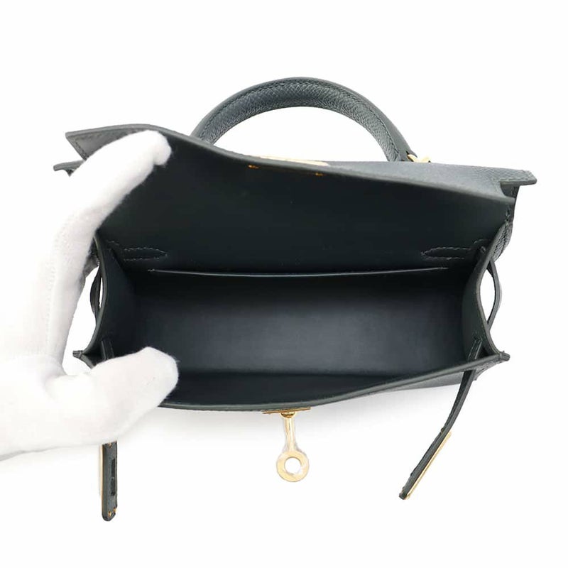 エルメス ハンドバッグ ミニケリー2 外縫い ヴェールマングローブ/ゴールド金具 エプソン W刻印 2wayショルダー