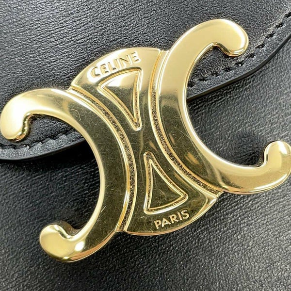 セリーヌ チェーンウォレット トリオンフ マーゴ シャイニーカーフレザー 10L033DPV CELINE 黒