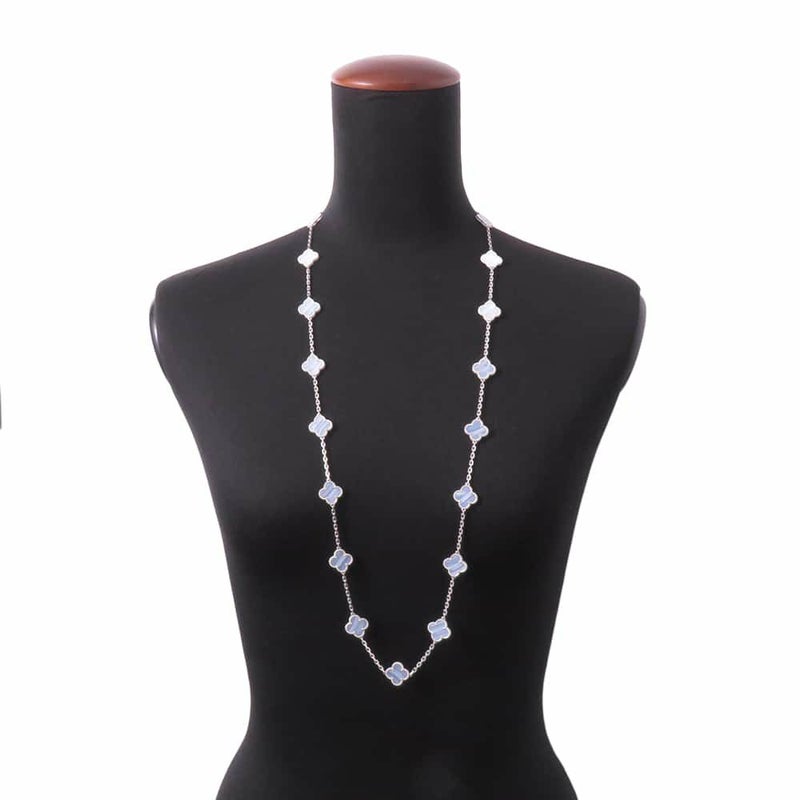 ヴァンクリーフ&アーペル ネックレス ヴィンテージ アルハンブラ ロングネックレス 20モチーフ カルセドニー K18WG VCARD80900