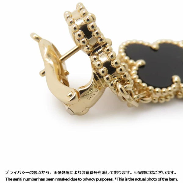 ヴァンクリーフ&アーペル ピアス マジック アルハンブラ イヤリング 3モチーフ オニキス ホワイト&グレー マザーオブパール K18YG