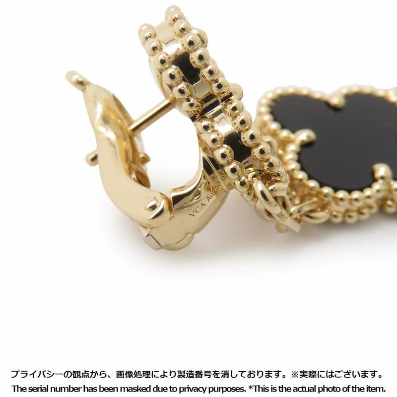 ヴァンクリーフ&アーペル ピアス マジック アルハンブラ イヤリング 3モチーフ オニキス ホワイト&グレー マザーオブパール K18YG