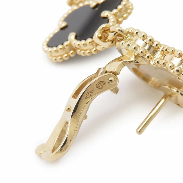 ヴァンクリーフ&アーペル ピアス マジック アルハンブラ イヤリング 3モチーフ オニキス ホワイト&グレー マザーオブパール K18YG