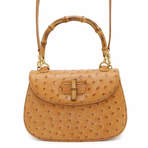 グッチ ハンドバッグ バンブー オーストリッチ 000.2046.0188 GUCCI 2wayショルダーバッグ