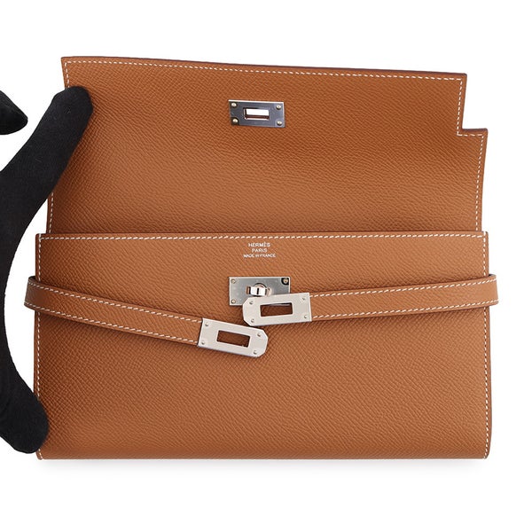 エルメス 長財布 ケリーウォレット ロング ゴールド/シルバー金具 エプソン B刻印 財布