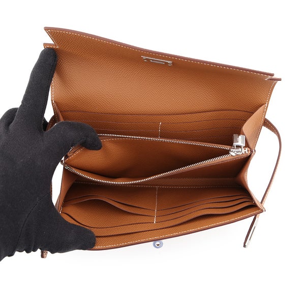 エルメス 長財布 ケリーウォレット ロング ゴールド/シルバー金具 エプソン B刻印 財布
