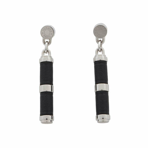 エルメス ピアス シャルニエール PM ブラック/シルバー金具 スイフト HERMES アクセサリー 黒