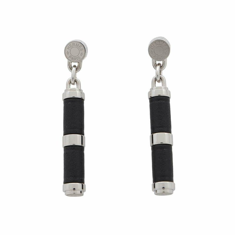 エルメス ピアス シャルニエール PM ブラック/シルバー金具 スイフト HERMES アクセサリー 黒