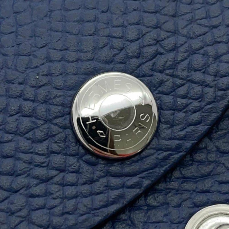 エルメス コインケース カルヴィ デュオ ブルーネイビー/シルバー金具 エプソン B刻印 財布