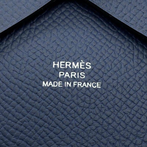 エルメス コインケース カルヴィ デュオ ブルーネイビー/シルバー金具 エプソン B刻印 財布