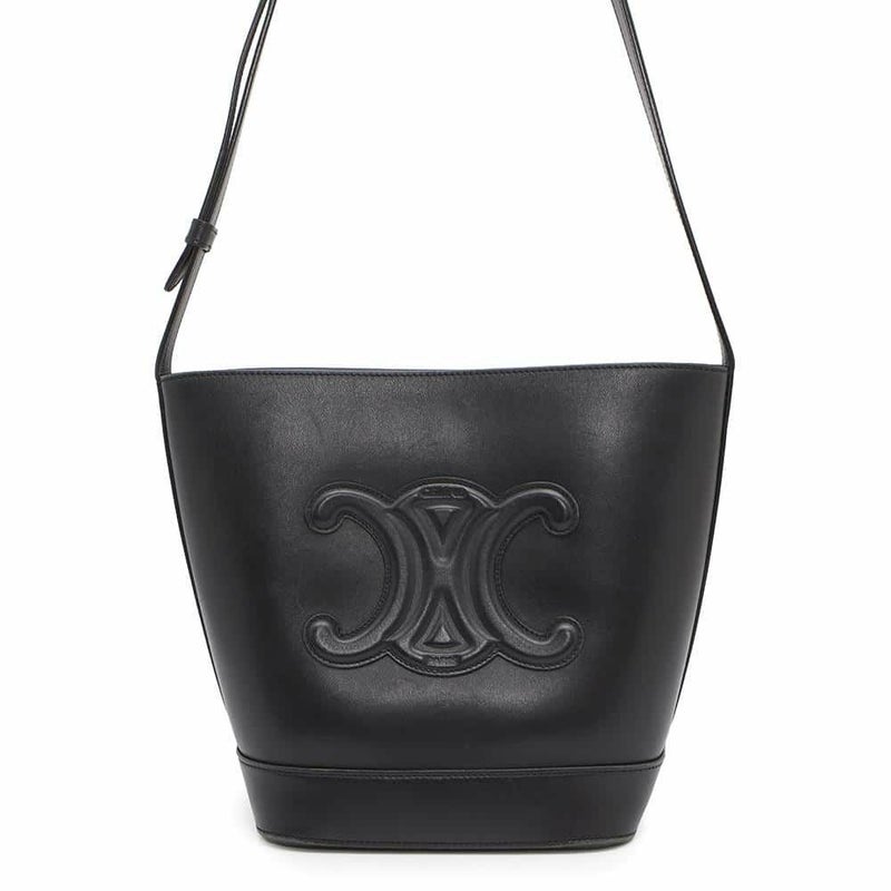 セリーヌ ショルダーバッグ スモール バケット キュイル トリオンフ カーフレザー 198243 CELINE 黒