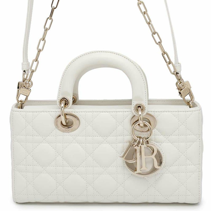 ディオール ハンドバッグ レディ D-JOY カナージュ ミディアム ラムスキン M0540ONGE Christian Dior 2way 白 ホワイト