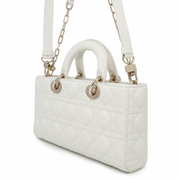ディオール ハンドバッグ レディ D-JOY カナージュ ミディアム ラムスキン M0540ONGE Christian Dior 2way 白 ホワイト