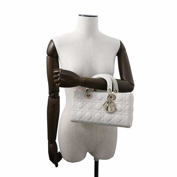 ディオール ハンドバッグ レディ D-JOY カナージュ ミディアム ラムスキン M0540ONGE Christian Dior 2way 白 ホワイト