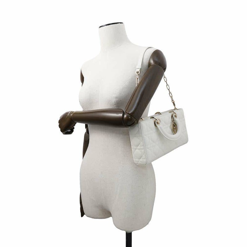 ディオール ハンドバッグ レディ D-JOY カナージュ ミディアム ラムスキン M0540ONGE Christian Dior 2way 白 ホワイト