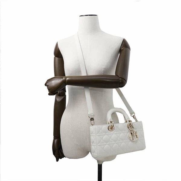 ディオール ハンドバッグ レディ D-JOY カナージュ ミディアム ラムスキン M0540ONGE Christian Dior 2way 白 ホワイト