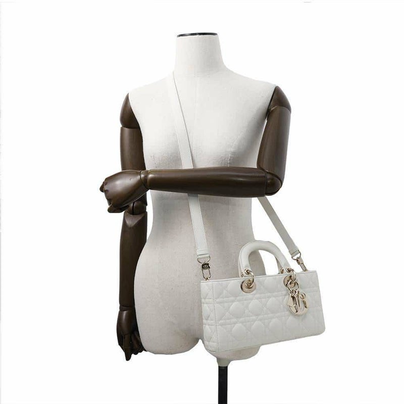 ディオール ハンドバッグ レディ D-JOY カナージュ ミディアム ラムスキン M0540ONGE Christian Dior 2way 白 ホワイト