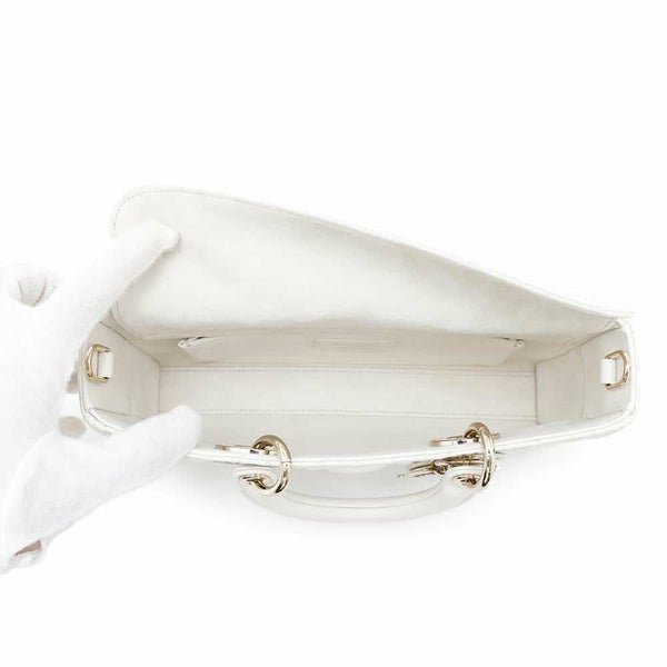 ディオール ハンドバッグ レディ D-JOY カナージュ ミディアム ラムスキン M0540ONGE Christian Dior 2way 白 ホワイト